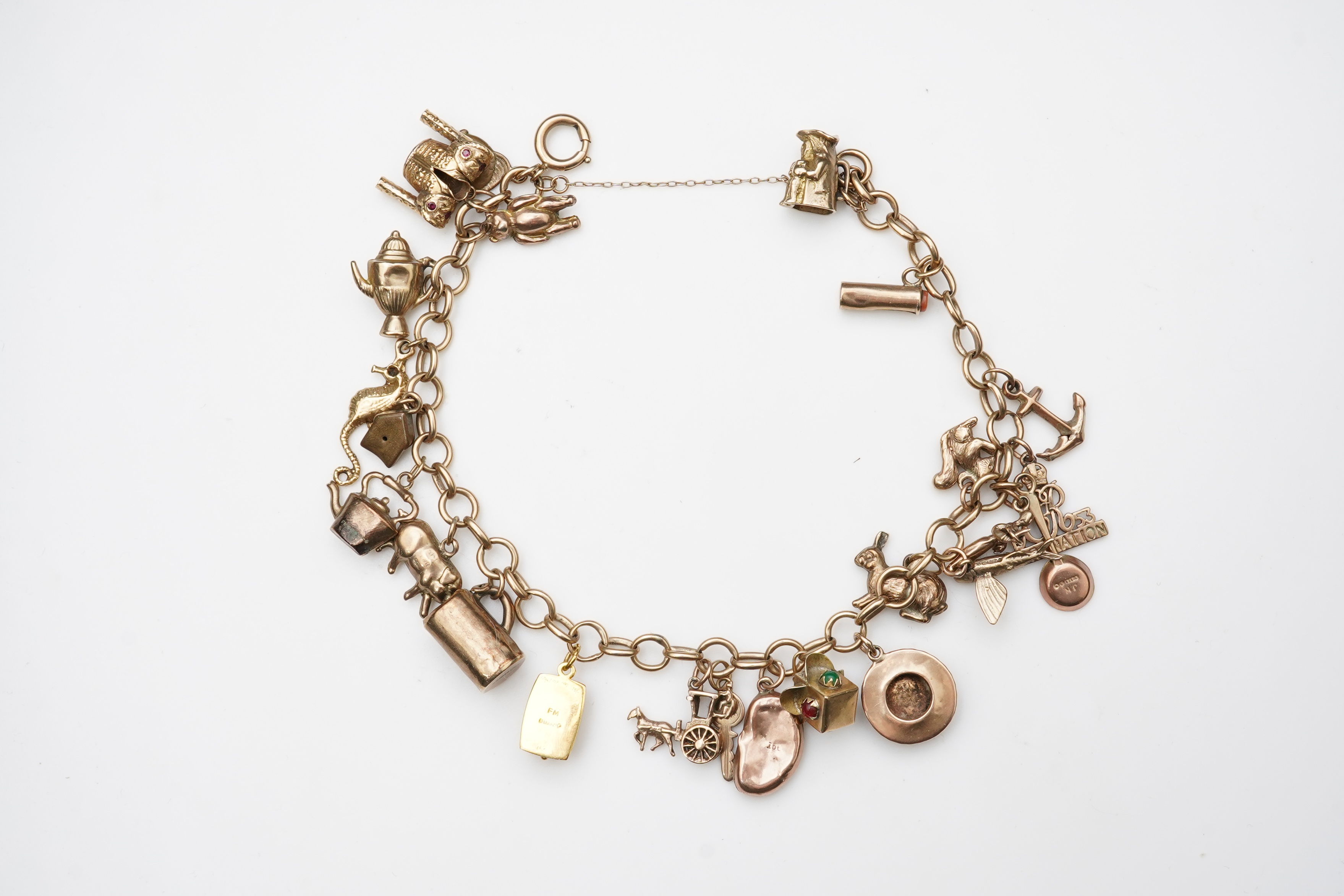 A gold charm bracelet